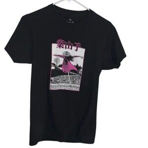 Junji Ito Collection XS Black Graphic T-Shirt Featuring Scarecrow & Comic Art By
